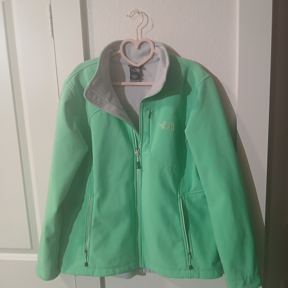 The North Face Apex Bionic Softshell Jacket Womens XL Mint Green Full Zip